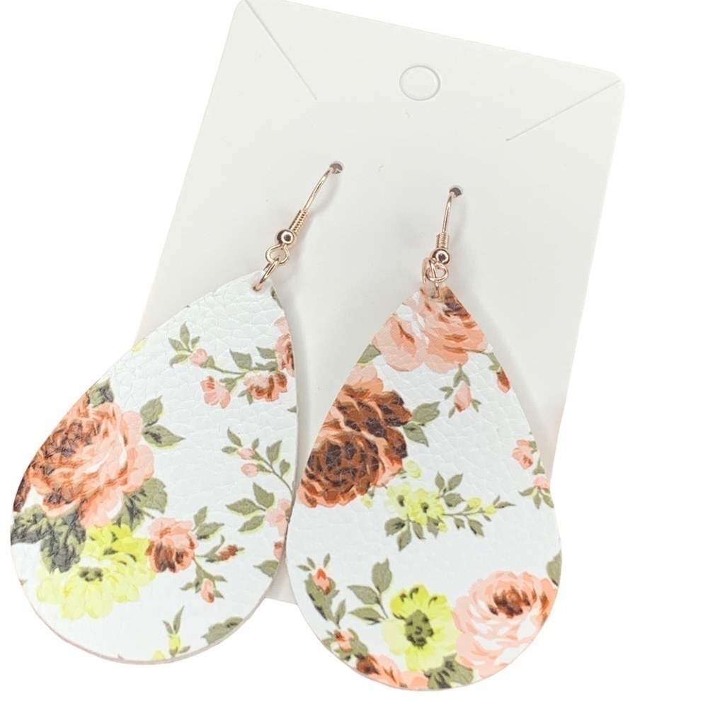 Leather flower earrings